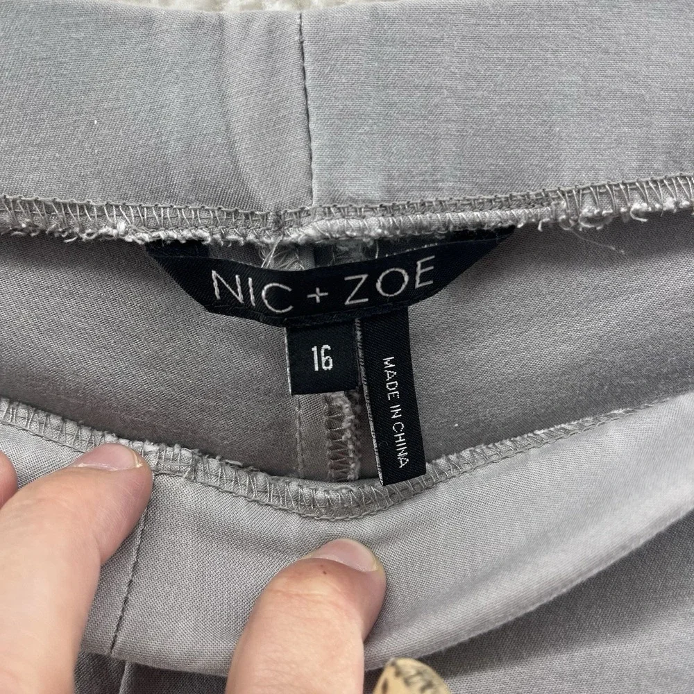 NIC+ZOE Women's Pants Solid Gray Plus Size 16 Stretch Light Casual Classic